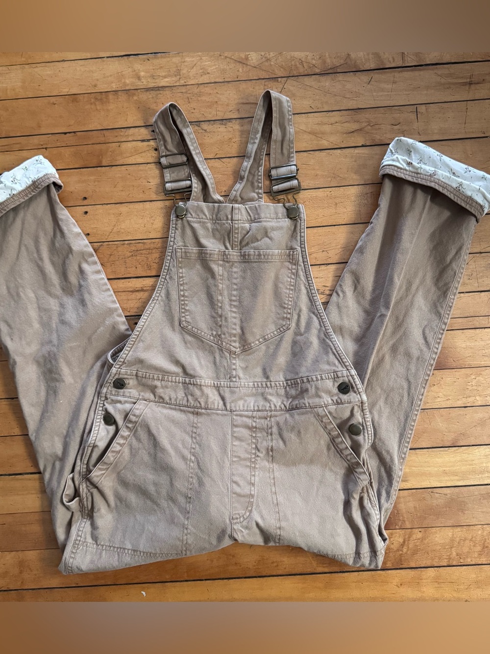 Toad & Co Bramble Floral Lined Tan Overalls size xs